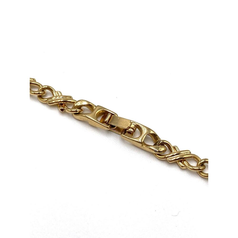 Vintage Gold Tone Chain Necklace X-Link Wave Design 18.5”